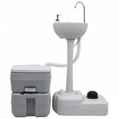 Portable Camping Toilet and Handwash Stand Set Grey -Sports Shop Portable Camping Toilet and Handwash Stand Set Grey 488336 3