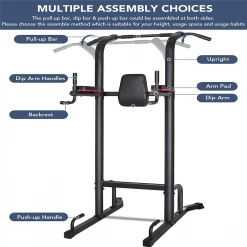Power Tower Pull-Up Bar Dip Station Strength Training Workout Equipment for Professional Home Gym, Maximum Weight 180kg -Sports Shop Power Tower Pull Up Bar Dip Station Workout Equipment 518051 3