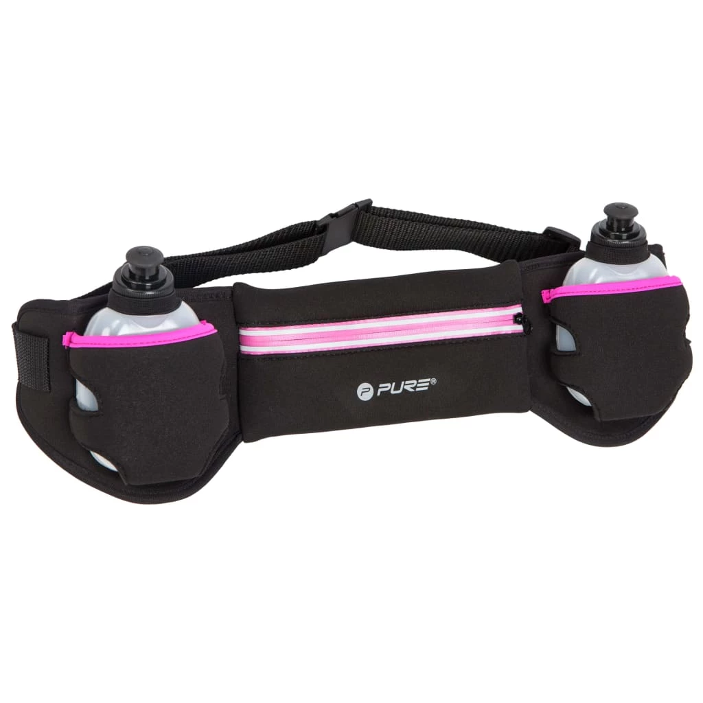 Pure2Improve Running Belt with 2 Bottles Black and Pink 3 Pure2Improve Running Belt with 2 Bottles Black and Pink
