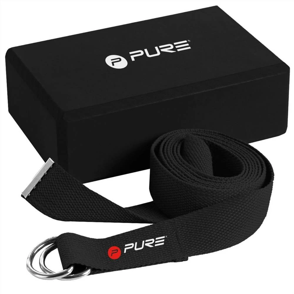 Pure2Improve Yoga Block and Strap Set Black 3 Pure2Improve Yoga Block and Strap Set Black