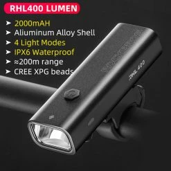 ROCKBROS Bicycle Light 400 Lumen 2000mAh Bike Headlight 3 Lightning Modes 200m Long Shot -Sports Shop ROCKBROS Bicycle Light 400 Lumen 2000mAh Bike Headlight 517338 1