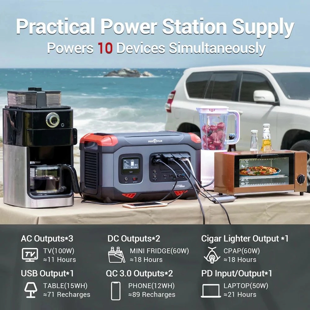 ROCKPALS Rockpower 1300W Portable Power Station, 1254.4Wh Solar Generator, 220W Fast Charging, Pure Sine Wave, MPPT Solar Controller 4 ROCKPALS Rockpower 1300W Portable Power Station, 1254.4Wh Solar Generator, 220W Fast Charging, Pure Sine Wave, MPPT Solar Controller - Image 2