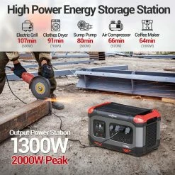 ROCKPALS Rockpower 1300W Portable Power Station, 1254.4Wh Solar Generator, 220W Fast Charging, Pure Sine Wave, MPPT Solar Controller 10 ROCKPALS Rockpower 1300W Portable Power Station, 1254.4Wh Solar Generator, 220W Fast Charging, Pure Sine Wave, MPPT Solar Controller -Sports Shop ROCKPALS Rockpower 1300W Power Station US Plug 514039 2