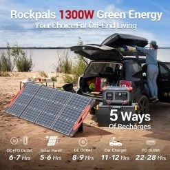 ROCKPALS Rockpower 1300W Portable Power Station, 1254.4Wh Solar Generator, 220W Fast Charging, Pure Sine Wave, MPPT Solar Controller 12 ROCKPALS Rockpower 1300W Portable Power Station, 1254.4Wh Solar Generator, 220W Fast Charging, Pure Sine Wave, MPPT Solar Controller -Sports Shop ROCKPALS Rockpower 1300W Power Station US Plug 514039 4