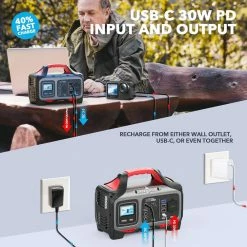 ROCKPALS Rockpower 300W Portable Power Station, 280Wh Solar Generator, 110V Pure Sine Wave, Built-in MPPT Solar Controller -Sports Shop ROCKPALS Rockpower 300W Power Station US Plug 514035 2