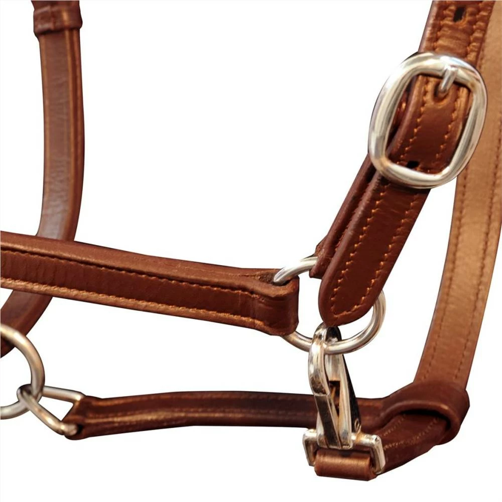 Real Leather Headcollar Stable Halter Adjustable Brown Full 4 Real Leather Headcollar Stable Halter Adjustable Brown Full - Image 2
