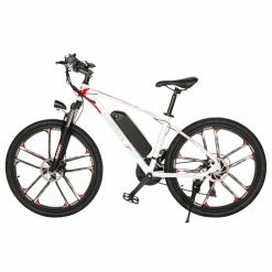 SAMEBIKE MY-SM26 Electric Bike 26 Inch Tires 350W Motor Max Speed 30km/h Up To 80km Range Max Load 150kg Dual Disk Brakes LCD Display Magnesium Alloy Rim - White -Sports Shop Samebike MY SM26 Moped Electric Bike 350W Motor White 900164