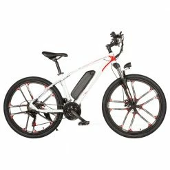 SAMEBIKE MY-SM26 Electric Bike 26 Inch Tires 350W Motor Max Speed 30km/h Up To 80km Range Max Load 150kg Dual Disk Brakes LCD Display Magnesium Alloy Rim - White -Sports Shop Samebike MY SM26 Moped Electric Bike 350W Motor White 900165
