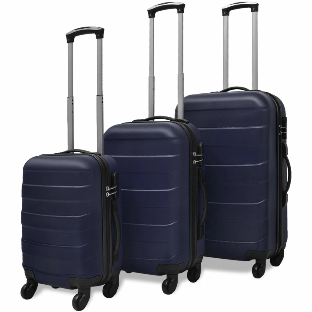 Three Piece Hardcase Trolley Set Blue 3 Three Piece Hardcase Trolley Set Blue