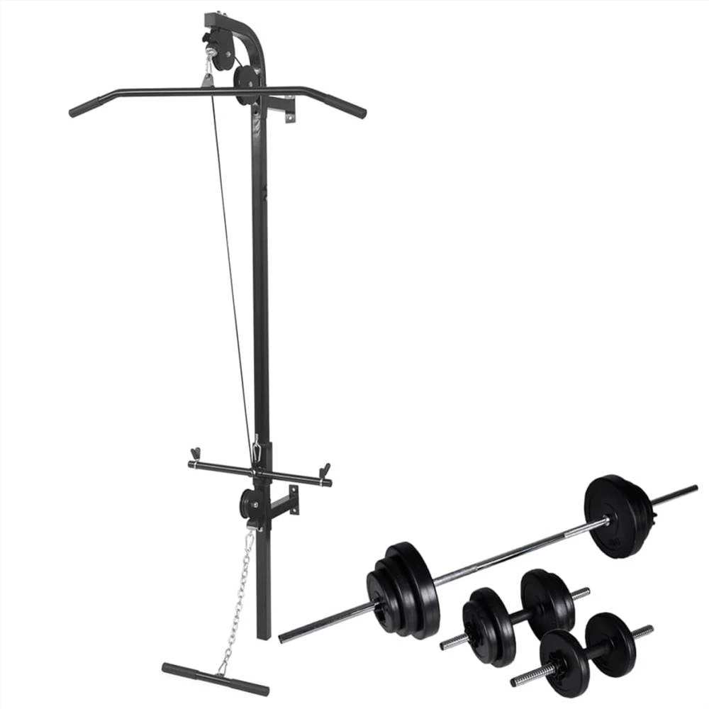 Wall-mounted Power Tower with Barbell and Dumbbell Set 30.5 kg 3 Wall-mounted Power Tower with Barbell and Dumbbell Set 30.5 kg
