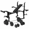 Weight Bench with Weight Rack, Barbell and Dumbbell Set 120 kg