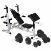 Weight Bench with Weight Rack, Barbell and Dumbbell Set 120 kg -Sports Shop Weight Bench with Weight Rack Barbell and Dumbbell Set 120 kg 508768 0