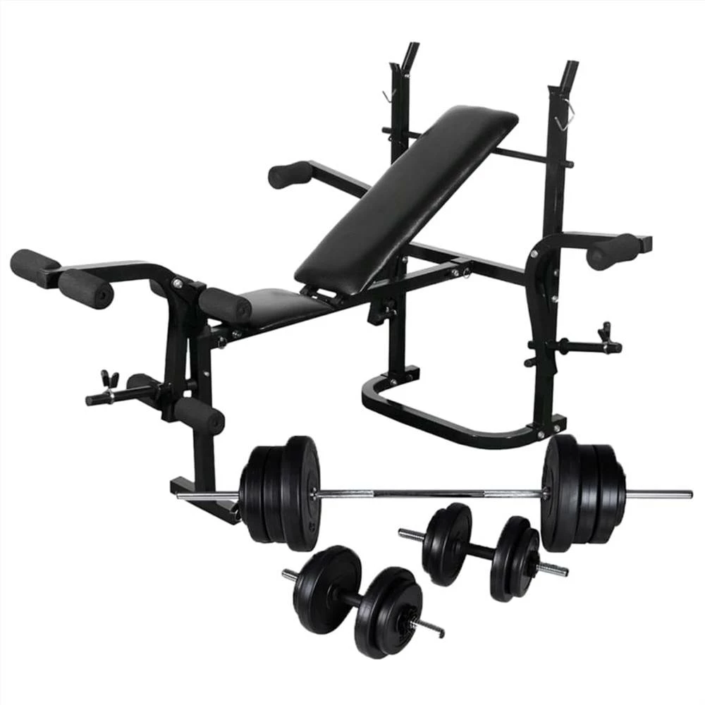Weight Bench with Weight Rack, Barbell and Dumbbell Set 60.5kg 3 Weight Bench with Weight Rack, Barbell and Dumbbell Set 60.5kg