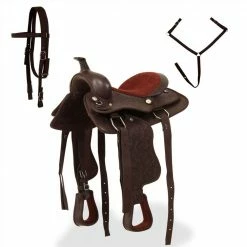 Western Saddle, Headstall&Breast Collar Real Leather 12" Brown -Sports Shop Western Saddle Headstall Breast Collar Real Leather 12 Brown 487358 1