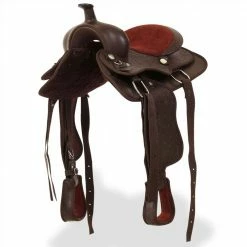 Western Saddle, Headstall&Breast Collar Real Leather 12" Brown -Sports Shop Western Saddle Headstall Breast Collar Real Leather 12 Brown 487358 2