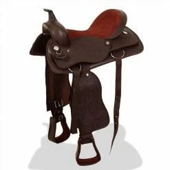 Western Saddle, Headstall&Breast Collar Real Leather 15" Brown -Sports Shop Western Saddle Headstall Breast Collar Real Leather 15 Brown 488567 2
