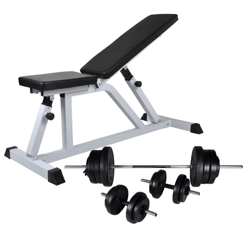 Workout Bench with Barbell and Dumbbell Set 60.5 kg 3 Workout Bench with Barbell and Dumbbell Set 60.5 kg