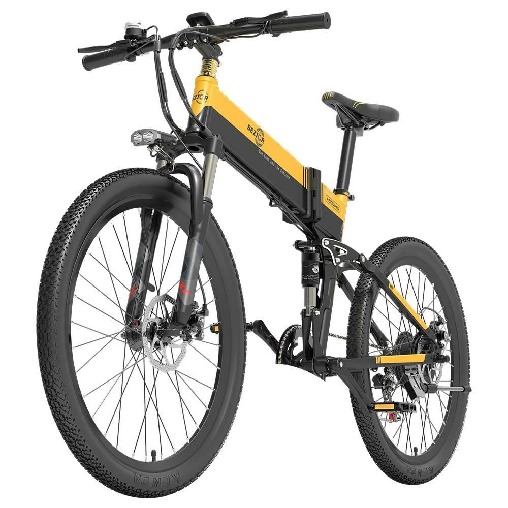 BEZIOR X500 Pro-FT Folding Electric Bike Bicycle 48V 10.4Ah Battery 500W Motor 26 inch Tire Aluminum Alloy Frame Shimano 7-speed Shift Max Speed 30km/h 100KM Power-assisted mileage Range LCD Display IP54 waterproof - Black Yellow 4 BEZIOR X500 Pro-FT Folding Electric Bike Bicycle 48V 10.4Ah Battery 500W Motor 26 inch Tire Aluminum Alloy Frame Shimano 7-speed Shift Max Speed 30km/h 100KM Power-assisted mileage Range LCD Display IP54 waterproof - Black Yellow - Image 2