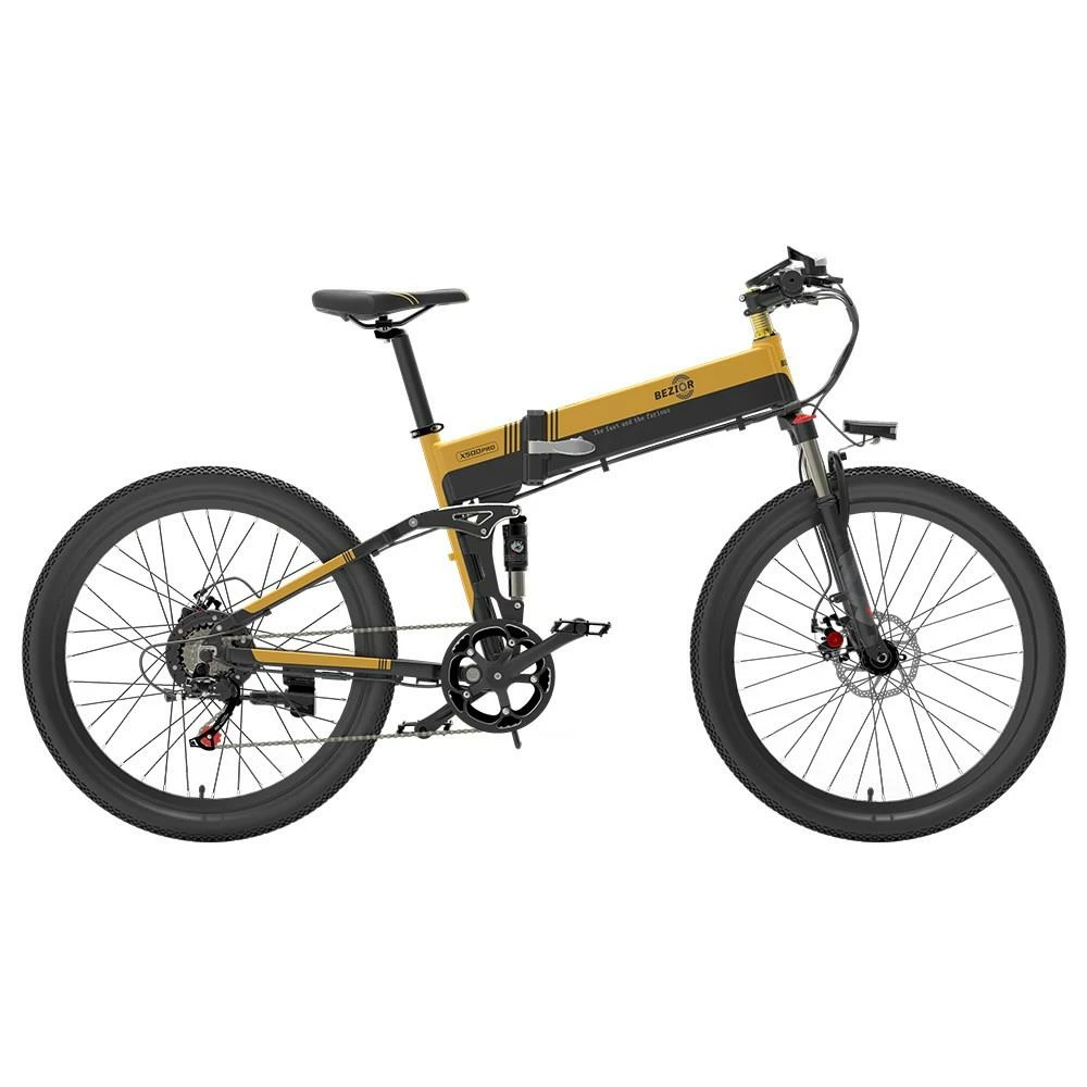 BEZIOR X500 Pro-FT Folding Electric Bike Bicycle 48V 10.4Ah Battery 500W Motor 26 inch Tire Aluminum Alloy Frame Shimano 7-speed Shift Max Speed 30km/h 100KM Power-assisted mileage Range LCD Display IP54 waterproof - Black Yellow 3 BEZIOR X500 Pro-FT Folding Electric Bike Bicycle 48V 10.4Ah Battery 500W Motor 26 inch Tire Aluminum Alloy Frame Shimano 7-speed Shift Max Speed 30km/h 100KM Power-assisted mileage Range LCD Display IP54 waterproof - Black Yellow