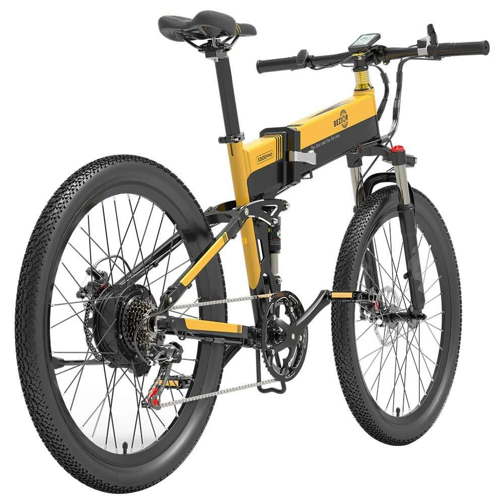 BEZIOR X500 Pro-FT Folding Electric Bike Bicycle 48V 10.4Ah Battery 500W Motor 26 inch Tire Aluminum Alloy Frame Shimano 7-speed Shift Max Speed 30km/h 100KM Power-assisted mileage Range LCD Display IP54 waterproof - Black Yellow 5 BEZIOR X500 Pro-FT Folding Electric Bike Bicycle 48V 10.4Ah Battery 500W Motor 26 inch Tire Aluminum Alloy Frame Shimano 7-speed Shift Max Speed 30km/h 100KM Power-assisted mileage Range LCD Display IP54 waterproof - Black Yellow - Image 3