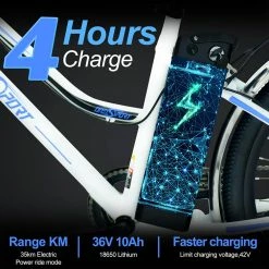 ONESPORT BK1 Electric Bike 26 Inch Tires 36V 350W Motor 10Ah Battery 25Km/h Max Speed Shimano 7 Speed Gear Front Suspension and Dual Disc Brakes 120KG Max Load - White -Sports Shop bk1 electric bike 36v 350w motor 10ah battery white 1e4d52 1666341080744