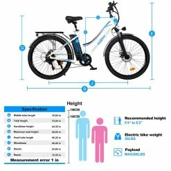 ONESPORT BK1 Electric Bike 26 Inch Tires 36V 350W Motor 10Ah Battery 25Km/h Max Speed Shimano 7 Speed Gear Front Suspension and Dual Disc Brakes 120KG Max Load - White -Sports Shop bk1 electric bike 36v 350w motor 10ah battery white 33d7d6 1666341080742
