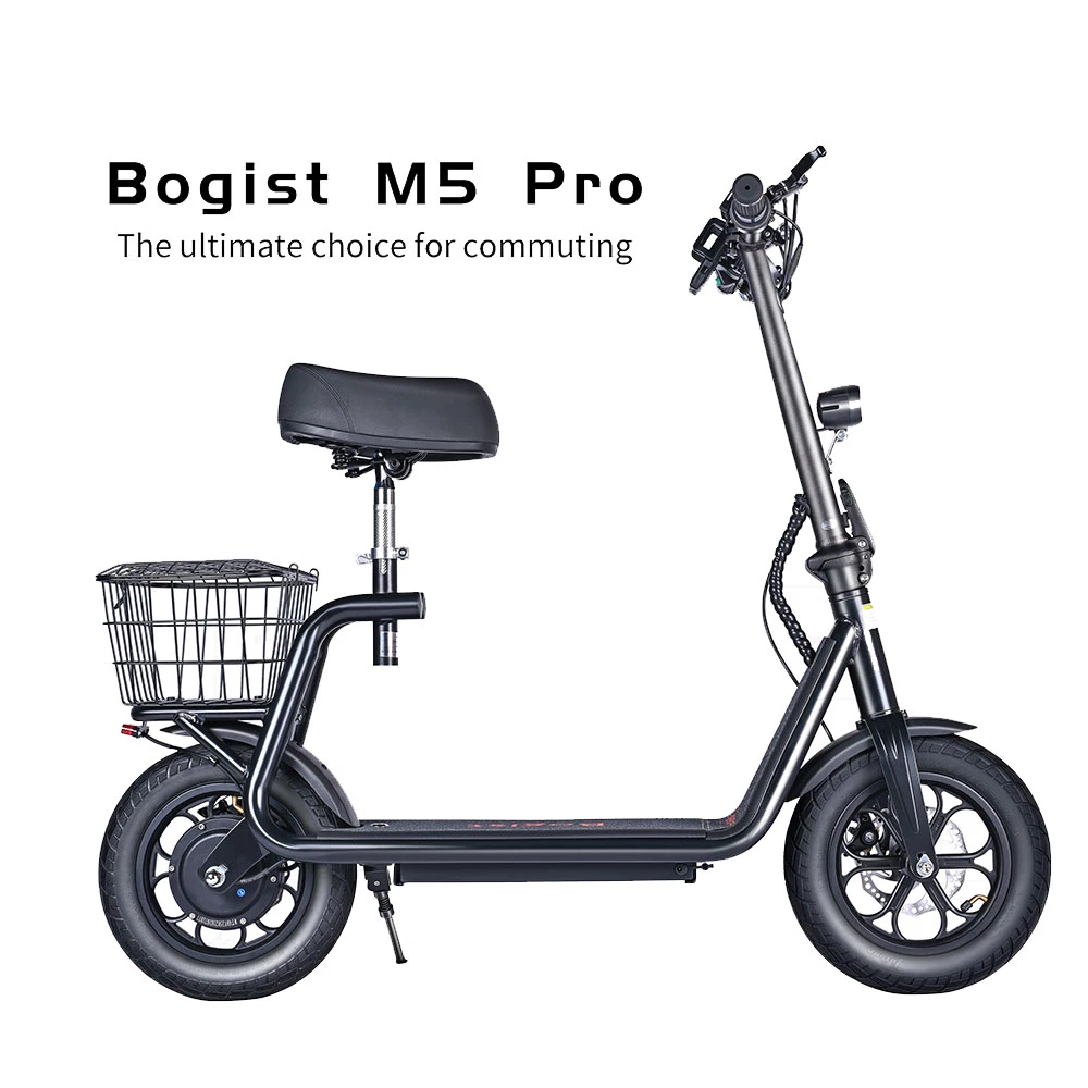 BOGIST M5 Pro Folding Electric Scooter 12 Inch Pneumatic Tire 500W Motor Max Speed 40Km/h 48V 11Ah Battery Smart BMS Disc Brake 30-35KM Long Range with Seat - Black 4 BOGIST M5 Pro Folding Electric Scooter 12 Inch Pneumatic Tire 500W Motor Max Speed 40Km/h 48V 11Ah Battery Smart BMS Disc Brake 30-35KM Long Range with Seat - Black - Image 2