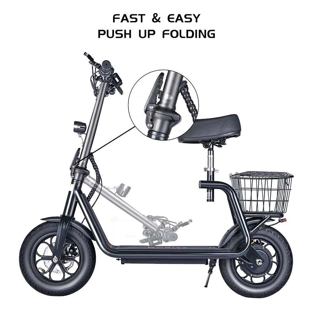 BOGIST M5 Pro Folding Electric Scooter 12 Inch Pneumatic Tire 500W Motor Max Speed 40Km/h 48V 11Ah Battery Smart BMS Disc Brake 30-35KM Long Range with Seat - Black 5 BOGIST M5 Pro Folding Electric Scooter 12 Inch Pneumatic Tire 500W Motor Max Speed 40Km/h 48V 11Ah Battery Smart BMS Disc Brake 30-35KM Long Range with Seat - Black - Image 3