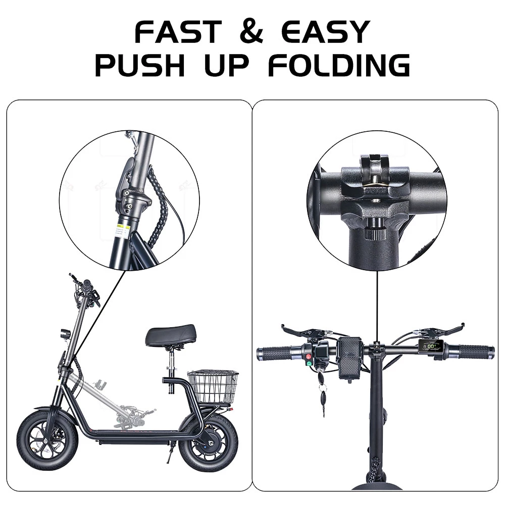 BOGIST M5 Pro Folding Electric Scooter 12 Inch Pneumatic Tire 500W Motor Max Speed 40Km/h 48V 11Ah Battery Smart BMS Disc Brake 30-35KM Long Range with Seat - Black 7 BOGIST M5 Pro Folding Electric Scooter 12 Inch Pneumatic Tire 500W Motor Max Speed 40Km/h 48V 11Ah Battery Smart BMS Disc Brake 30-35KM Long Range with Seat - Black - Image 5