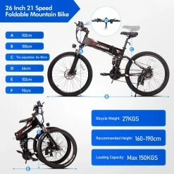 KAISDA K1 26 inch Folding Electric Moped Folding Bike Mountain Bicycle 500W Motor SHIMANO 7-Speeds Derailleur LCD Display 10.4Ah Battery Max Speed 30km/h Aluminum alloy Frame - White -Sports Shop docrooup ds2 off road electric folding bike black 1628847785897