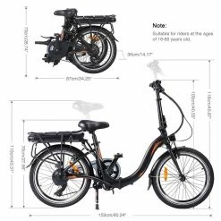 FAFREES 20F054 250W Electric Bike 20 Inch Folding Frame 7-Speed Gears With Removable 10AH Battery LED light - Black 9 FAFREES 20F054 250W Electric Bike 20 Inch Folding Frame 7-Speed Gears With Removable 10AH Battery LED light - Black -Sports Shop dohiker 20f054 250w electric bike 1605683651106