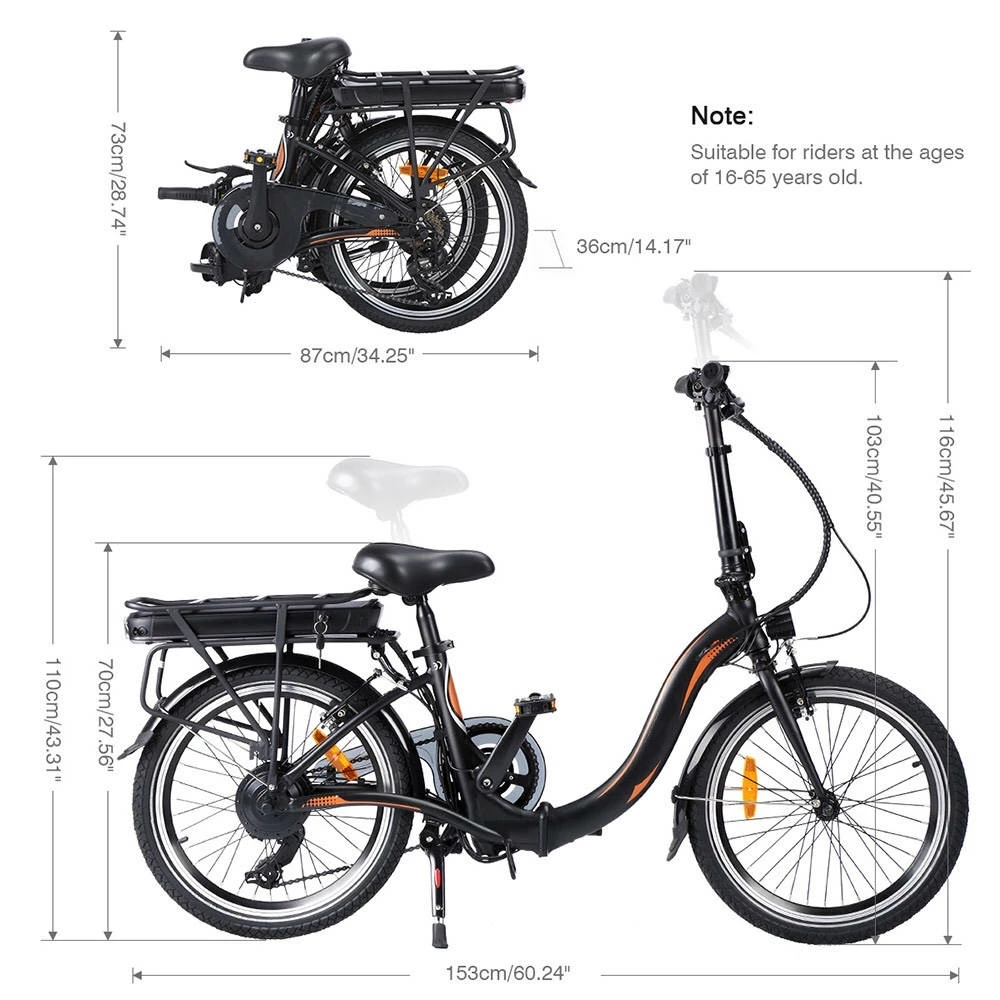 FAFREES 20F054 250W Electric Bike 20 Inch Folding Frame 7-Speed Gears With Removable 10AH Battery LED light - Black 6 FAFREES 20F054 250W Electric Bike 20 Inch Folding Frame 7-Speed Gears With Removable 10AH Battery LED light - Black - Image 4