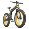 BEZIOR X1500 Fat Tire Folding Electric Mountain Bike 12.8Ah Battery BMS 1500W Motor 26*4.0 Wheels Aluminum Alloy Frame Shimano 27-speed Shifter Max Speed 40km/h 100KM Power-assisted Range IP54 Oil Disc Brake MTB - Black Yellow
