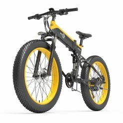 BEZIOR X1500 Fat Tire Folding Electric Mountain Bike 12.8Ah Battery BMS 1500W Motor 26*4.0 Wheels Aluminum Alloy Frame Shimano 27-speed Shifter Max Speed 40km/h 100KM Power-assisted Range IP54 Oil Disc Brake MTB - Black Yellow -Sports Shop ezior x500 26 inch fat tire 10 4ah 500w folding electric bike 1625644792697