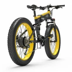 BEZIOR X500 Fat Tire Folding Electric Mountain Bike 12.8Ah Removable Battery BMS 500W Brushless Motor 26*4.0 Wheels Aluminum Alloy Frame Shimano 27-speed Shifter Max Speed 35km/h 100KM Power-assisted Range IP54 Oil Disc Brake - Black Yellow -Sports Shop ezior x500 pro 26 inch folding electric bike 10 4ah 500w black yellow 1625571862445