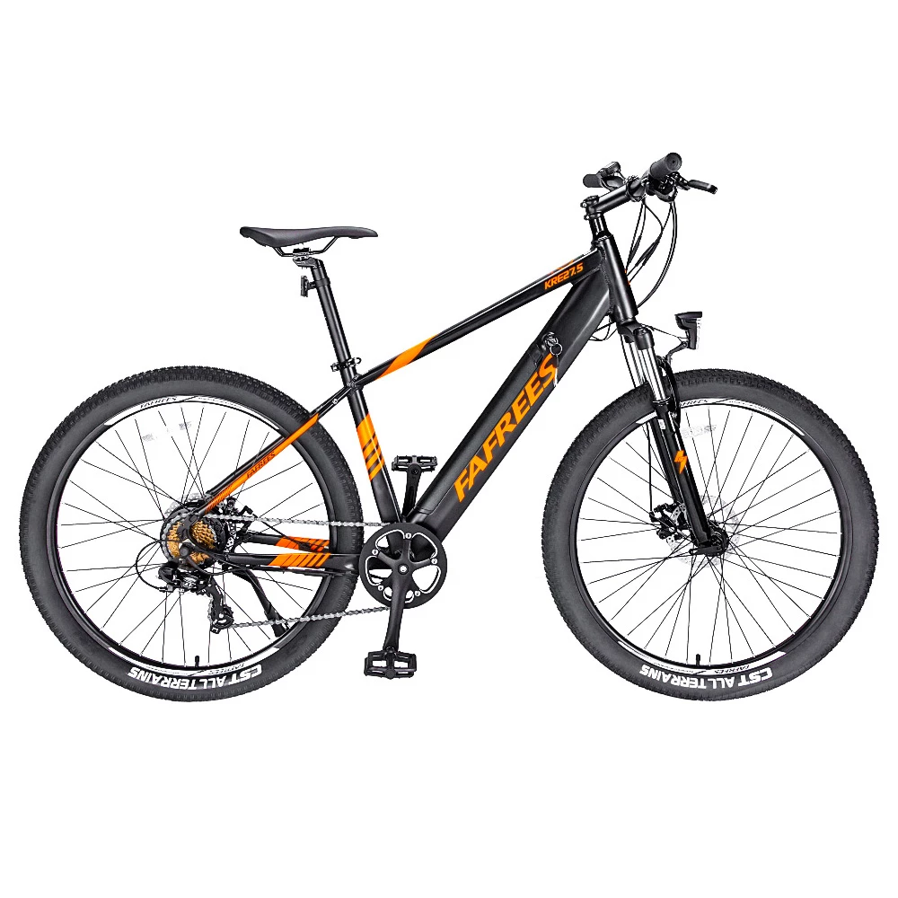 FAFREES 27.5-S Inch Electric Bike 250W with 36V 10Ah Lithium-ion Battery Shimano 7 Speed Gears - Black Orange 3 FAFREES 27.5-S Inch Electric Bike 250W with 36V 10Ah Lithium-ion Battery Shimano 7 Speed Gears - Black Orange