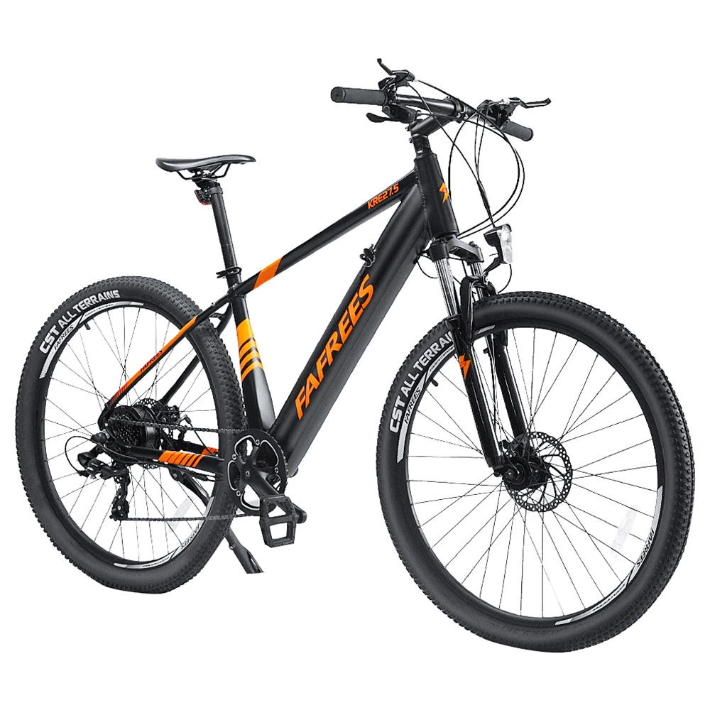 FAFREES 27.5-S Inch Electric Bike 250W with 36V 10Ah Lithium-ion Battery Shimano 7 Speed Gears - Black Orange 5 FAFREES 27.5-S Inch Electric Bike 250W with 36V 10Ah Lithium-ion Battery Shimano 7 Speed Gears - Black Orange - Image 3