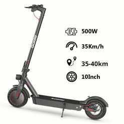 IScooter i9 Max Electric Scooter 10 Inch 500W Motor 10Ah Battery 35Km/h Max Speed 35-40km Range 120KG Max Load APP Control - Black -Sports Shop iScooter i9 Max Electric Scooter 515198 2
