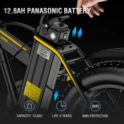 JANOBIKE E20 Fat Tire Electric Folding Mountain Bike 1000W Brushless Motor Aluminum Alloy Frame 7 Speed Gears 40km/h Removable Panasonic 48V 12.8Ah Battery up to 50km Range 20" x 4.0 Snow Tire XOD Hydraulic Brake Smart Meter - Black -Sports Shop janobike t10 folding electric scooter 23ah 1000w x2 motor black 1625907575760