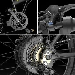 JANOBIKE E20 Fat Tire Electric Folding Mountain Bike 1000W Brushless Motor Aluminum Alloy Frame 7 Speed Gears 40km/h Removable Panasonic 48V 12.8Ah Battery up to 50km Range 20" x 4.0 Snow Tire XOD Hydraulic Brake Smart Meter - Black -Sports Shop janobike t10 folding electric scooter 23ah 1000w x2 motor black 1625907575807