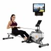 Merax Folding Rowing Machine with Magnetic Tension system LED monitor for fitness Compact folding design - Black