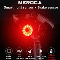 MEROCA WR15 Smart Bike Tail Light Brake Sensing Bicycle Rear Flashlight with 500mAh Battery 7 Light Modes for Seatpost -Sports Shop meroca wr15 bike seatpost smart brake sensing tail light dfcdac 1653479063726