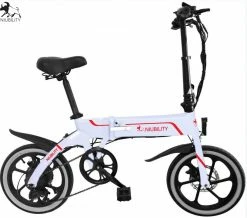 NIUBILITY B16 Electric Moped Folding Bike 16 inch 42V 10.4Ah Battery 40km -50km Mileage 350W Motor Max 25km/h Double Disc Brake Variable Speed System LED Light KMC Chain - White -Sports Shop niubility b16 electric mopod folding bike 350w motor 10 4ah white 1630398453631