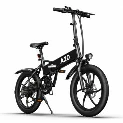 ADO A20 Electric Folding Bike 20 inch City Bicycle 350W Hall Brushless Gear DC Motor SHIMANO 7-Speed Rear Derailleur 36V 10.4Ah Removable Battery 35km/h Max speed up to 60km Max Range IPX5 Double Shock-absorption Aluminum alloy Frame - Black