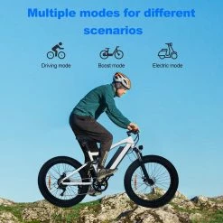 ONESPORT ONES1 Electric Bike 26*4.0 Inch Fat Tires 48V 500W Motor 10Ah Battery 25Km/h Max Speed Shimano 7 Speed - White -Sports Shop ones1 electric bike 48v 500w motor 10ah battery 1b6110 1666340171468
