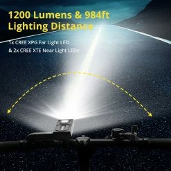 OOLACTIVE YQ-Y20 Bicycle Headlights 5200mAh Battery 1200 Lumes with Battery Indicator - Black -Sports Shop oolactive y35 black usb rechargeable 1200 lumens bike headlight 518433 1656580559529