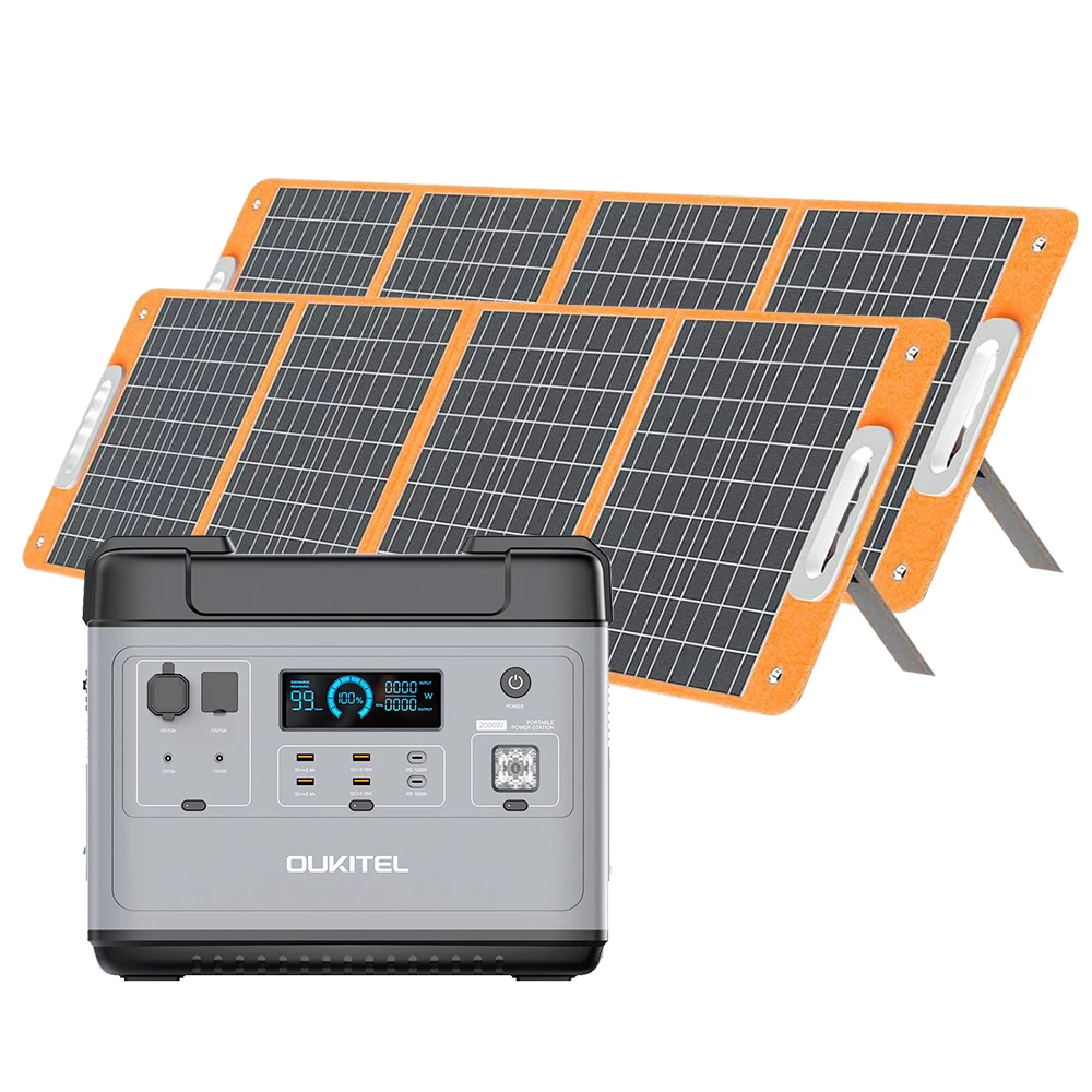 OUKITEL P2001 2000W Portable Power Station + 2Pcs Flashfish TSP 18V 100W Foldable Solar Panel Outdoor Power Supply Kit, 2000Wh LiFePO4 Battery 3500+ Cycles Pure Sine Wave AC Sockets,Cigar Lighter DC5521 USB-C PD, Super Fast Recharge Durable Generator 3 OUKITEL P2001 2000W Portable Power Station + 2Pcs Flashfish TSP 18V 100W Foldable Solar Panel Outdoor Power Supply Kit, 2000Wh LiFePO4 Battery 3500+ Cycles Pure Sine Wave AC Sockets,Cigar Lighter DC5521 USB-C PD, Super Fast Recharge Durable Generator
