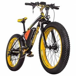 RICH BIT TOP-022 Electric Mountain Bike 26'' Tires 1000W Motor 35km/h Max Speed Up To 60km Range Dual Disc Brake LCD Display - Black Yellow -Sports Shop rich bit top 022 electric mountain bike 1000w motor 26 black yellow 1590660113837