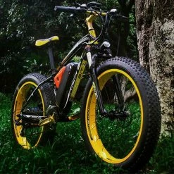 RICH BIT TOP-022 Electric Mountain Bike 26'' Tires 1000W Motor 35km/h Max Speed Up To 60km Range Dual Disc Brake LCD Display - Black Yellow -Sports Shop rich bit top 022 electric mountain bike 1000w motor 26 black yellow 1590660120556