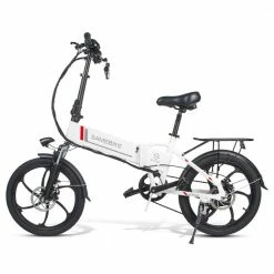 Samebike 20LVXD30 20 Inch Portable Folding Electric Bike 10Ah Battery Shimano 7 speed Smart Moped Bicycle 350W Motor Max 35km/h Aluminum Alloy LED Front Light Adjustable Heights - White -Sports Shop samebike 20lvxd30 folding electric moped bike white 1574132174285